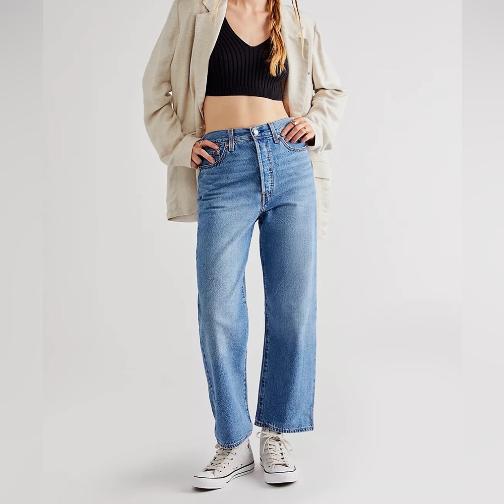 Free People x Levi's Ribcage Straight Ankle Jeans, W 28 x L27